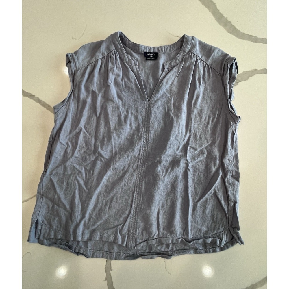 Splendid Women's Linen Blend Top Size Small Periwinkle Sleeveless Blouse Coastal